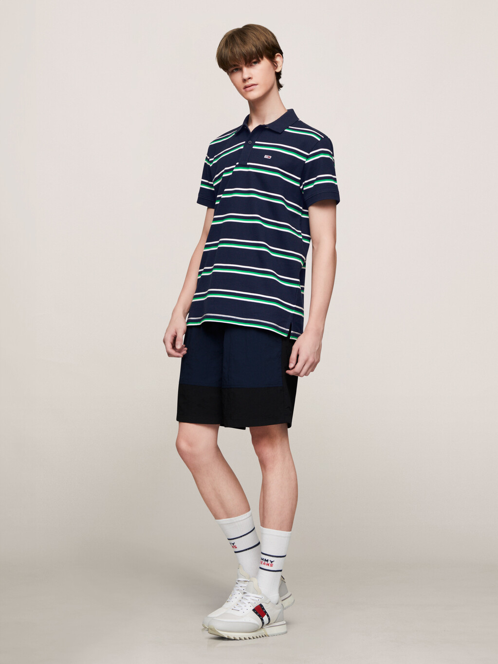 Essential Stripe Polo, Dark Night Navy Stripe, hi-res