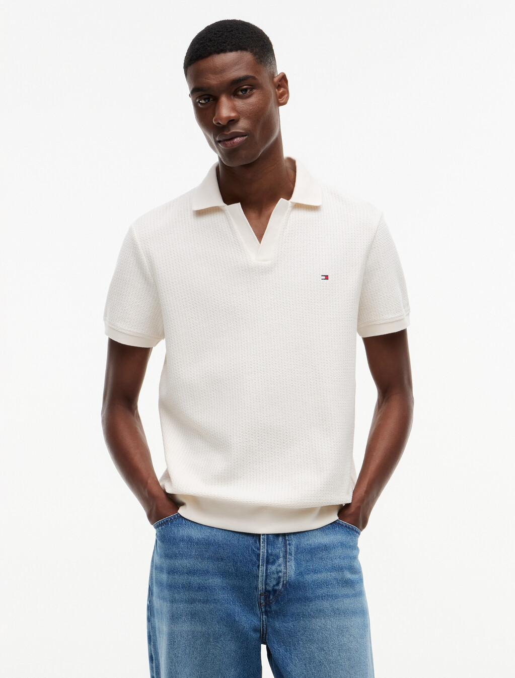 Regular Fit Jacquard Polo Shirt, Ivory Petal, hi-res