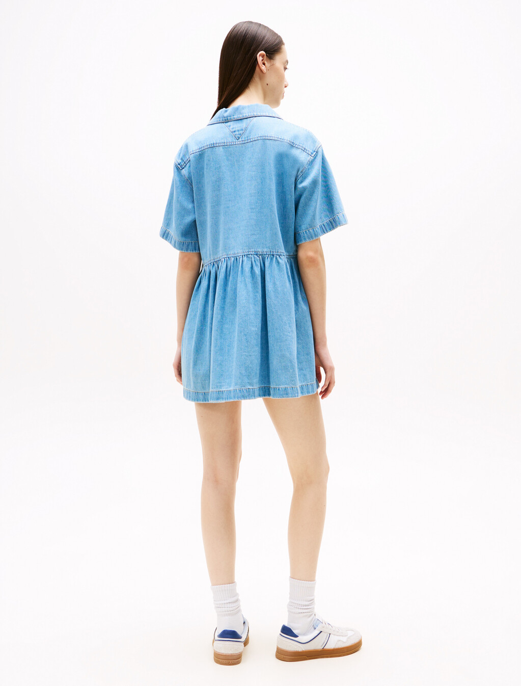 Relaxed Mini Denim Shirt Dress, Denim Light, hi-res