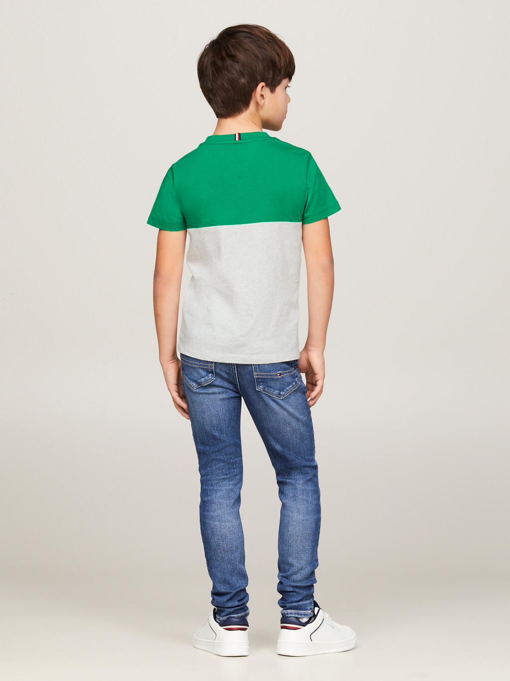 Essential Colour-Blocked Logo T-Shirt, Olympic Green/Light Grey Melange, hi-res