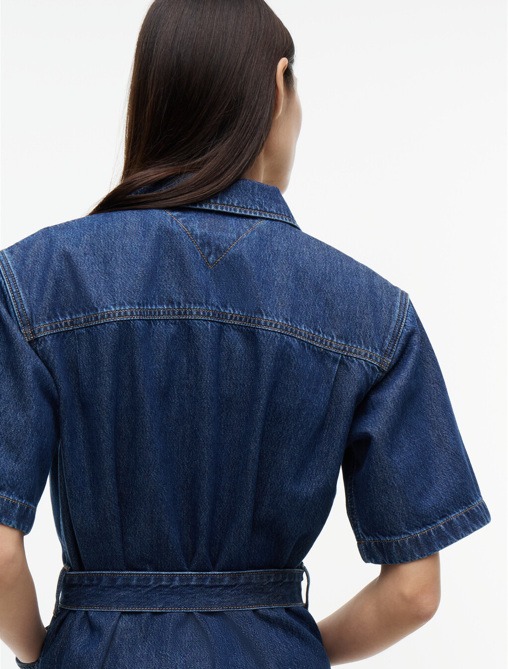 Denim Utility Short Sleeve Shirt Dress, Denim Dark, hi-res