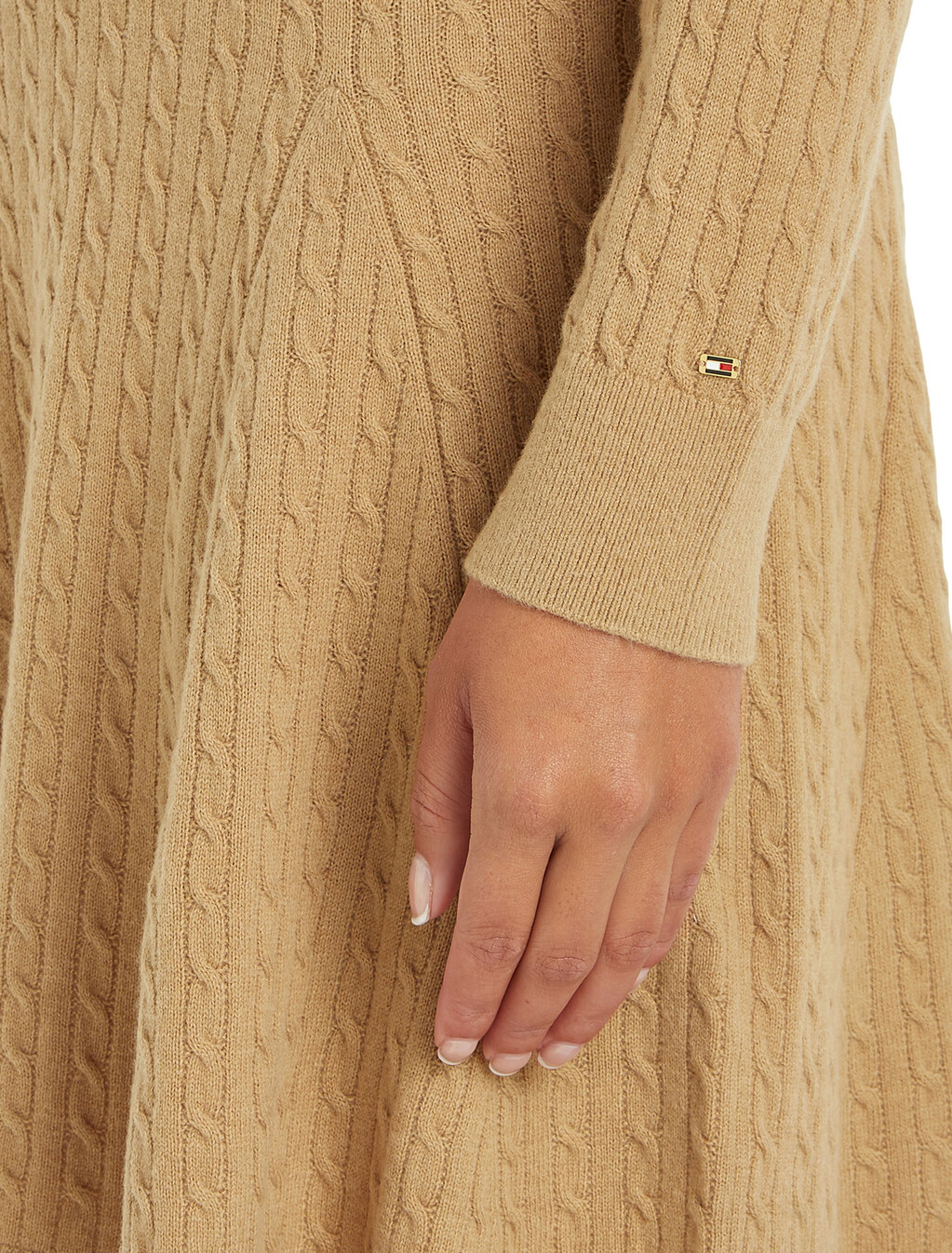 Asia Fit Cable Knit Mini Polo Dress, Safari Canvas, hi-res