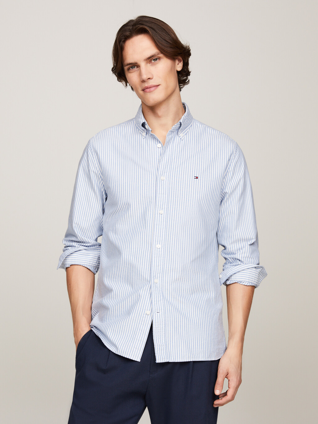 Heritage Stripe Regular Fit Oxford Shirt, Shirt Blue / White, hi-res