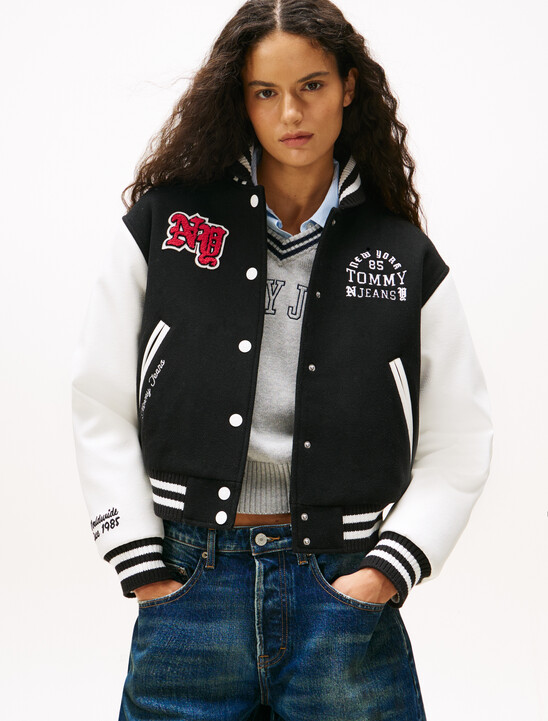 Logo Appliqué Varsity Jacket With Wool