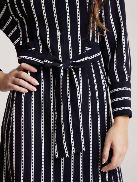 Argyle Stripe Midi Shirt Dress