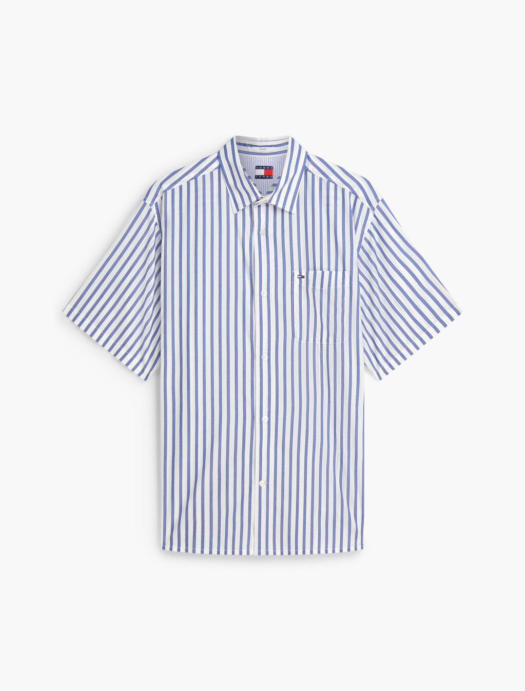 寬版條紋短袖襯衫, Providence Blue Stripe, hi-res