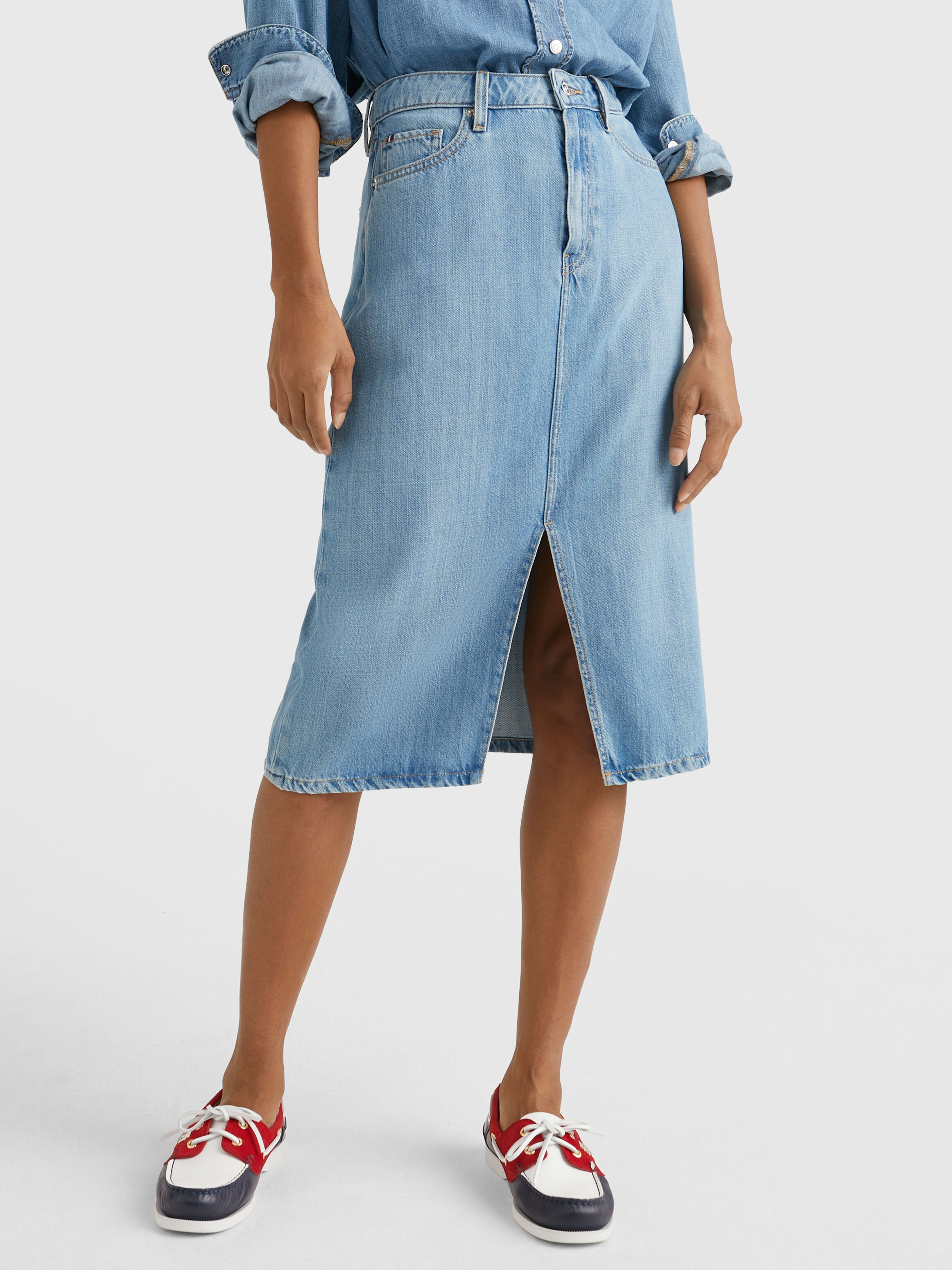 Denim pencil skirt top levis