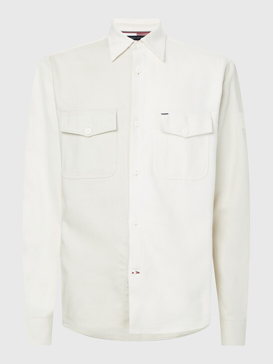 RELAXED FIT COLOR-BLOCKED BRUSHED COTTON OVERSHIRT