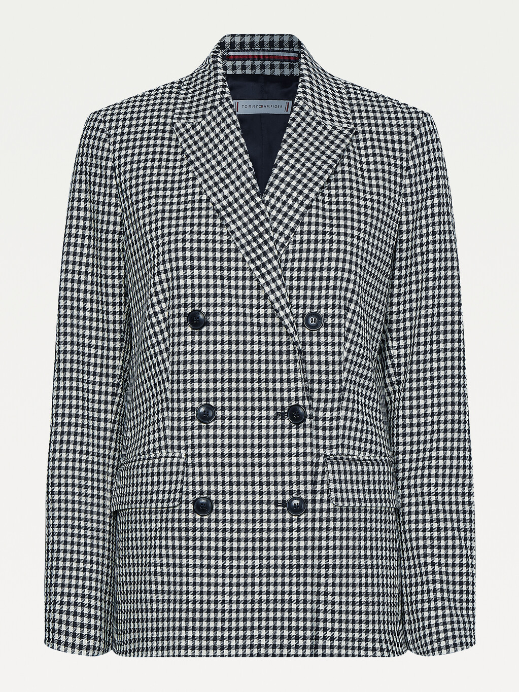 Double Breasted Houndstooth Virgin Wool Blazer