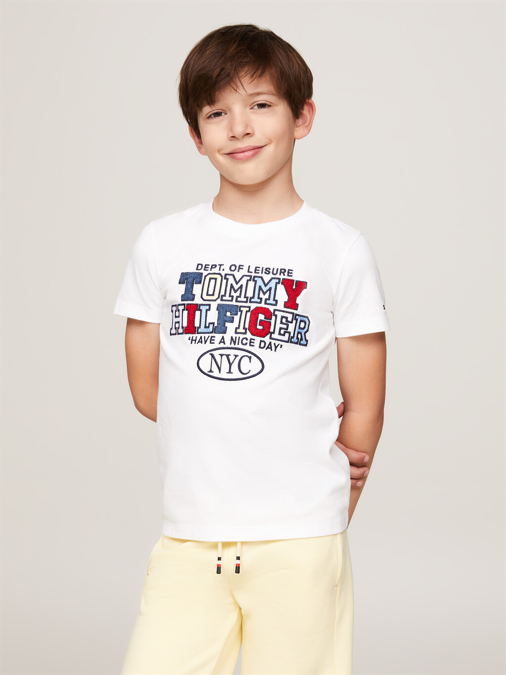 Slogan Embroidery Towelling T-Shirt, White, hi-res