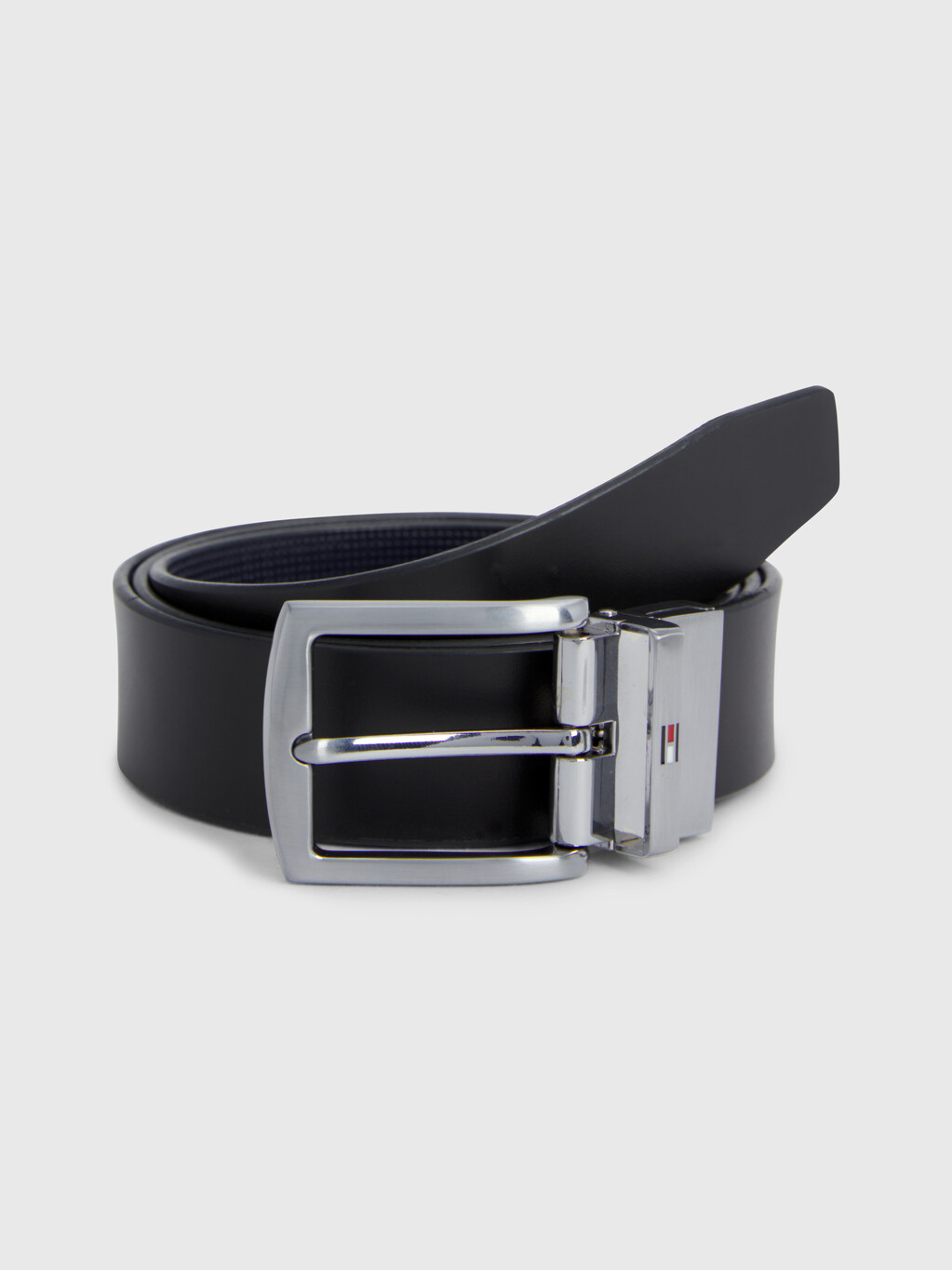 Denton Square Buckle Reversible Leather Belt, Space Blue / Black, hi-res