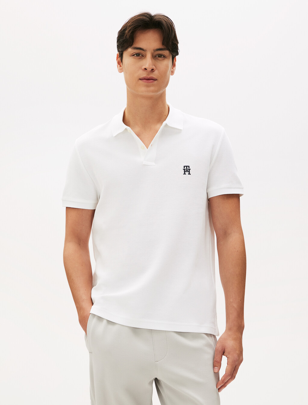 Monogram Logo Regular Polo, White, hi-res