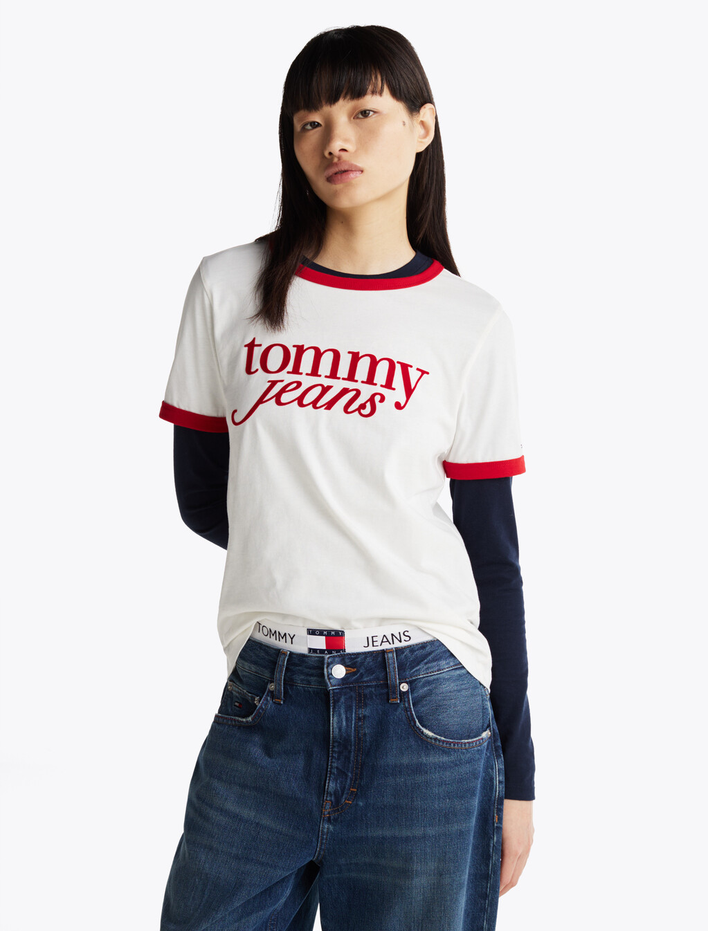 Contrast Logo Relaxed T-Shirt, Ecru, hi-res