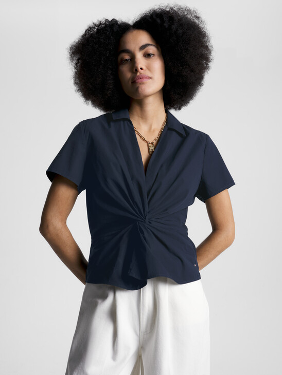 Twist Front Poplin Shirt