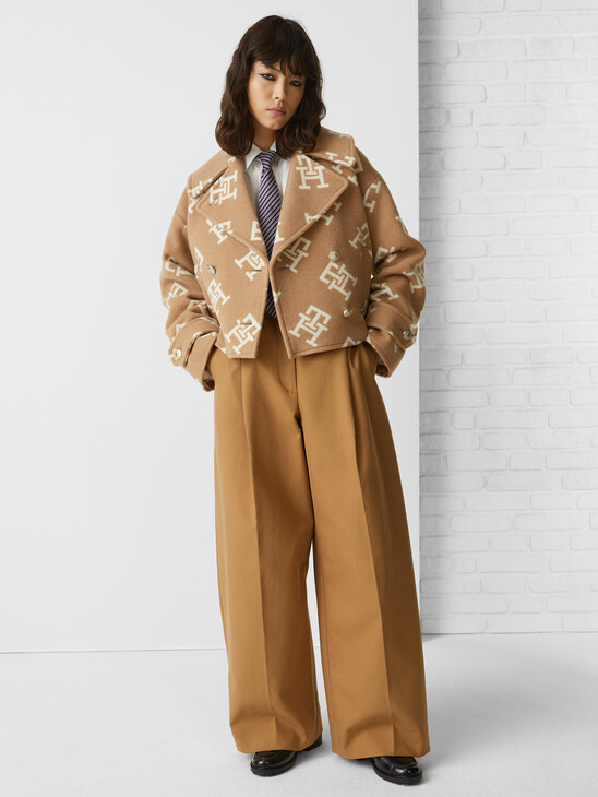 ALL-OVER TH MONOGRAM RELAXED FIT PEACOAT