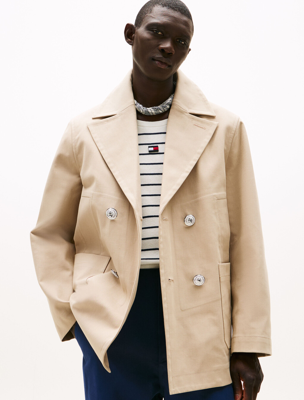 The Runway Collection Oversized Double Breasted Peacoat, Beige, hi-res