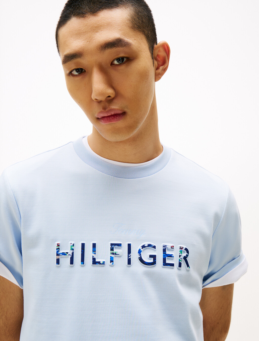 Hilfiger 浮雕標誌 T 恤, Breezy Blue, hi-res