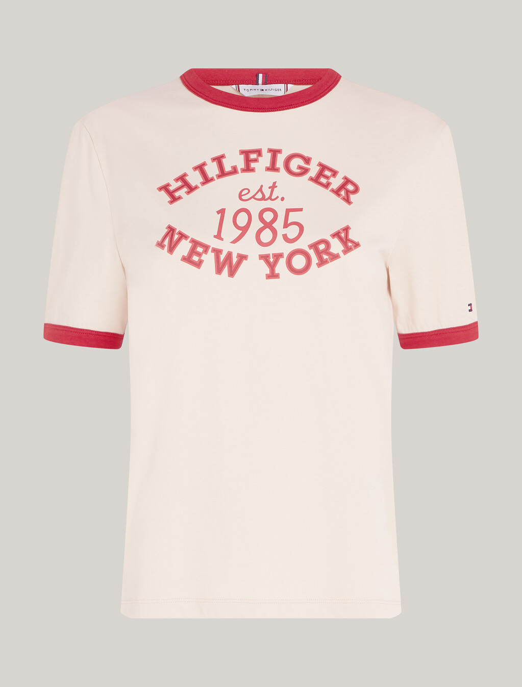 Varsity Logo Contrast Trim T-Shirt, Classic Beige, hi-res