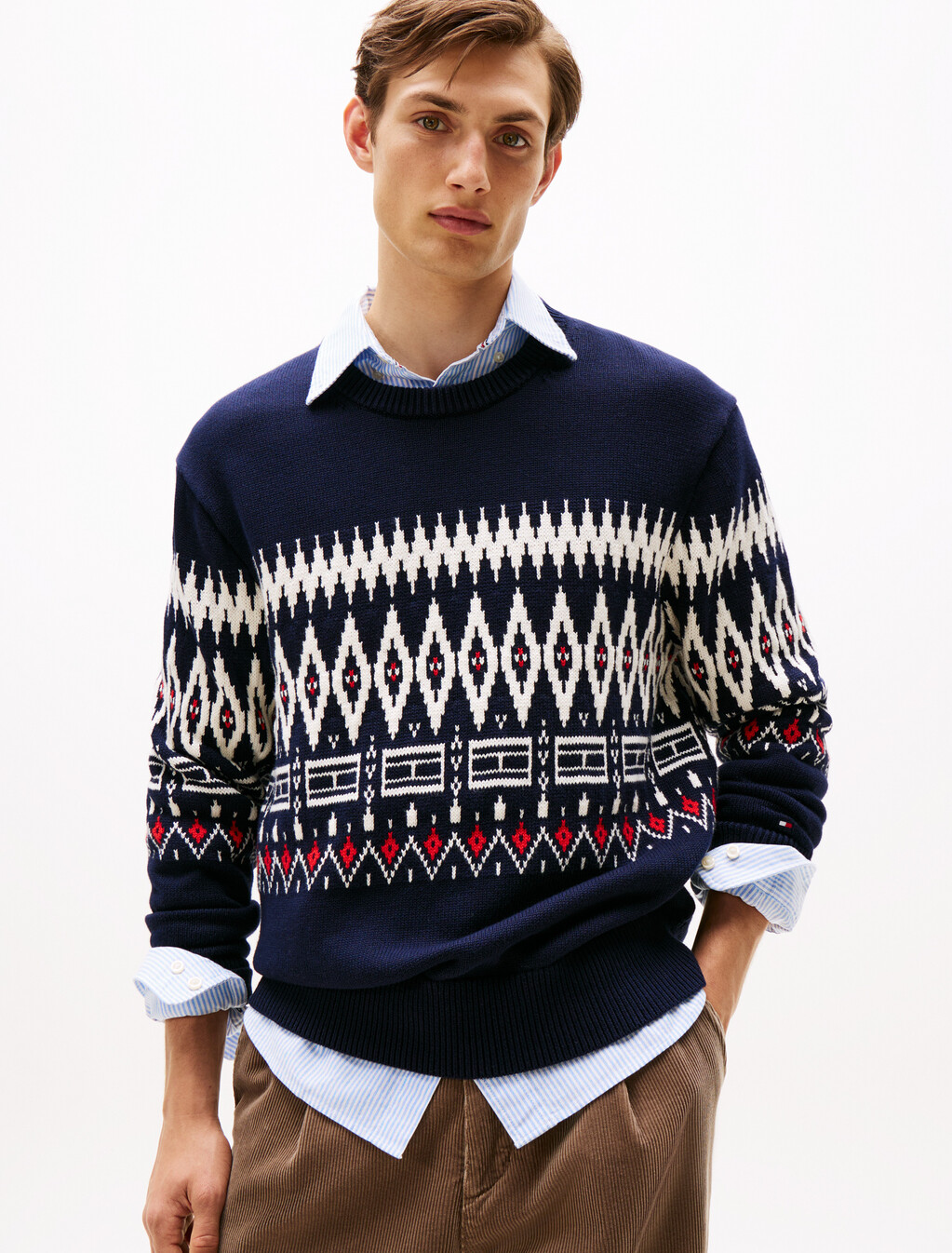 Fairisle Sweater, Desert Sky/Ivory Petal, hi-res