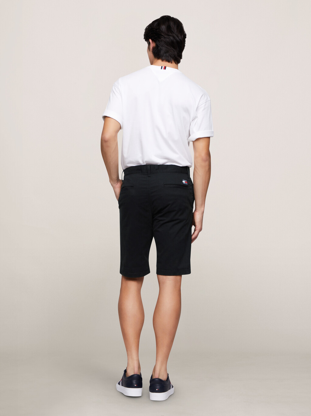 Slim Knee Length Shorts, Black, hi-res
