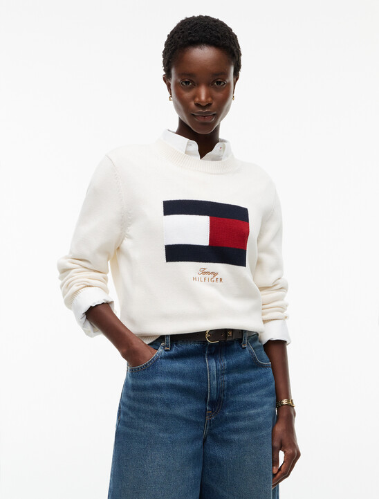 Intarsia Flag Crew Neck Jumper