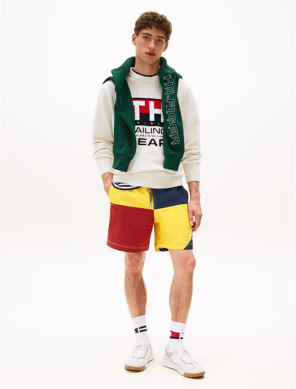 Hilfiger Sailing Rib-Knit Intarsia Logo Jumper, Ivory, hi-res