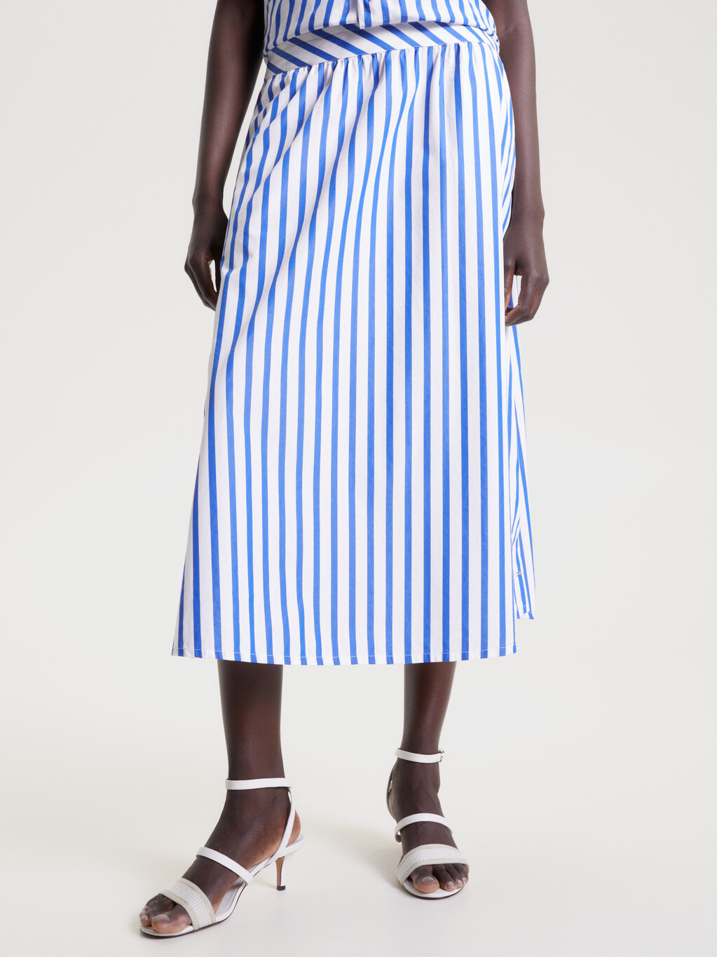 Stripe Poplin Midi Skirt, Banker Stp Ultra Blue, hi-res