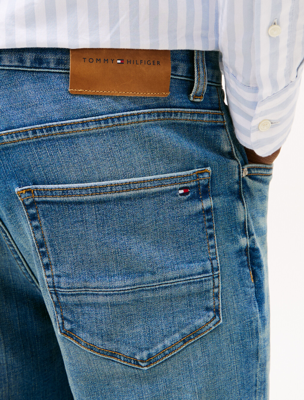 Whiskered Straight Leg Jeans, Isle Blue, hi-res