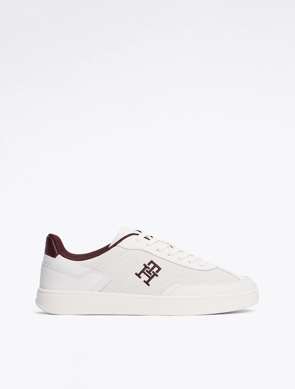 TH Monogram Colour-Blocked Trainers, White/Burgundy Velvet, hi-res