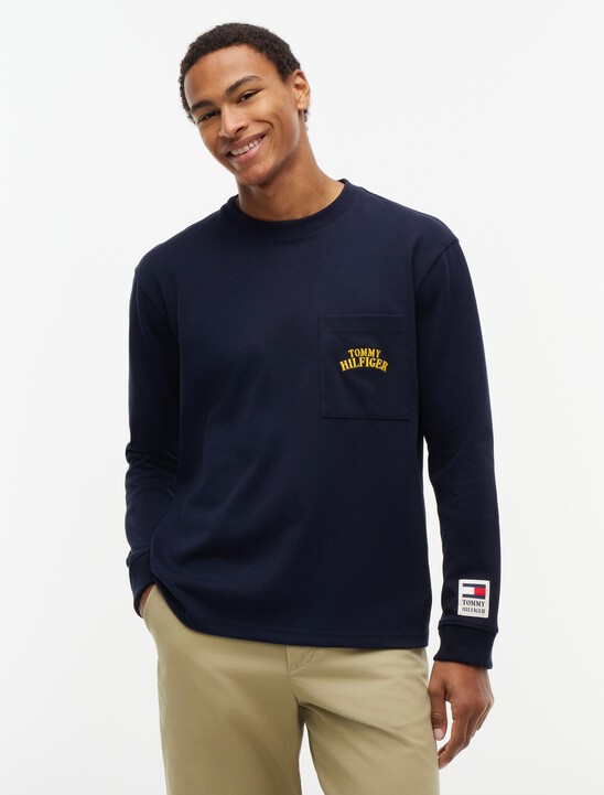 Varsity Logo Pocket Relaxed Long-Sleeve T-Shirt