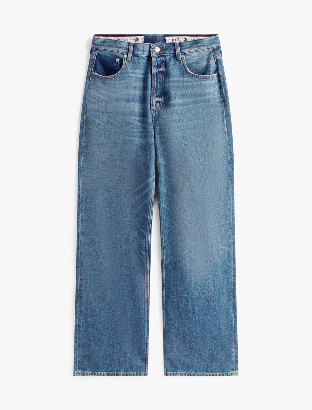 Tommy Girl 低腰寬鬆牛仔褲, Indigo Wash, hi-res