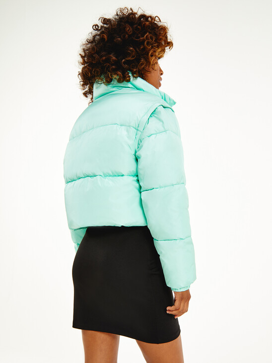 Recycled Convertible Cropped Vest Puffer Jacket