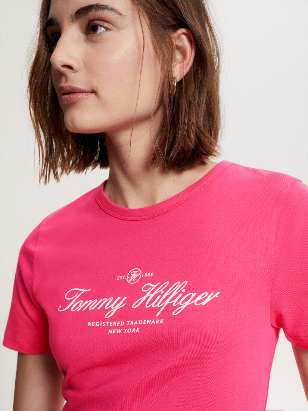 Signature Logo Slim Fit T-Shirt, Bright Cerise Pink, hi-res