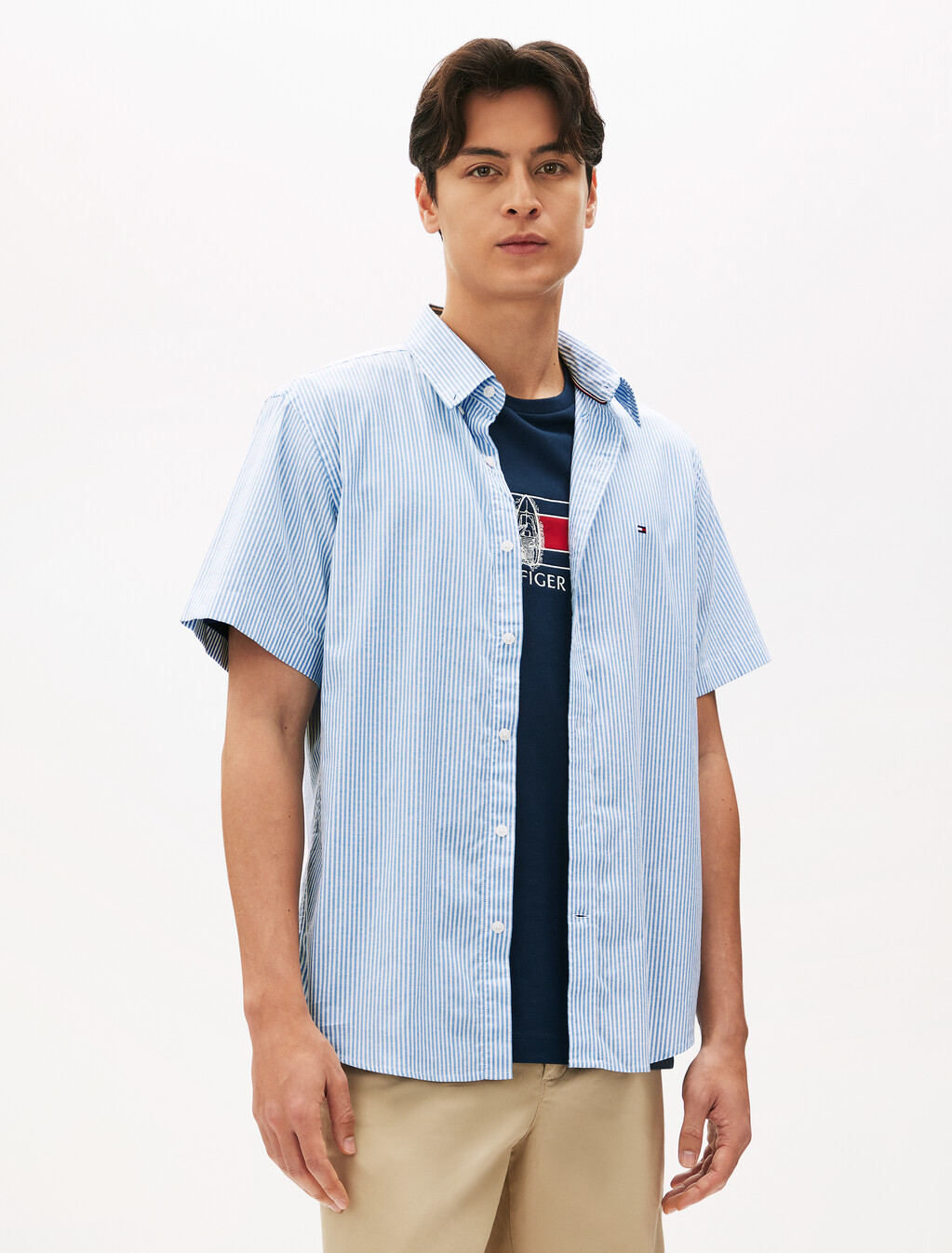 Oxford Stripe Short Sleeve Shirt, Shirt Blue / Stripes, hi-res