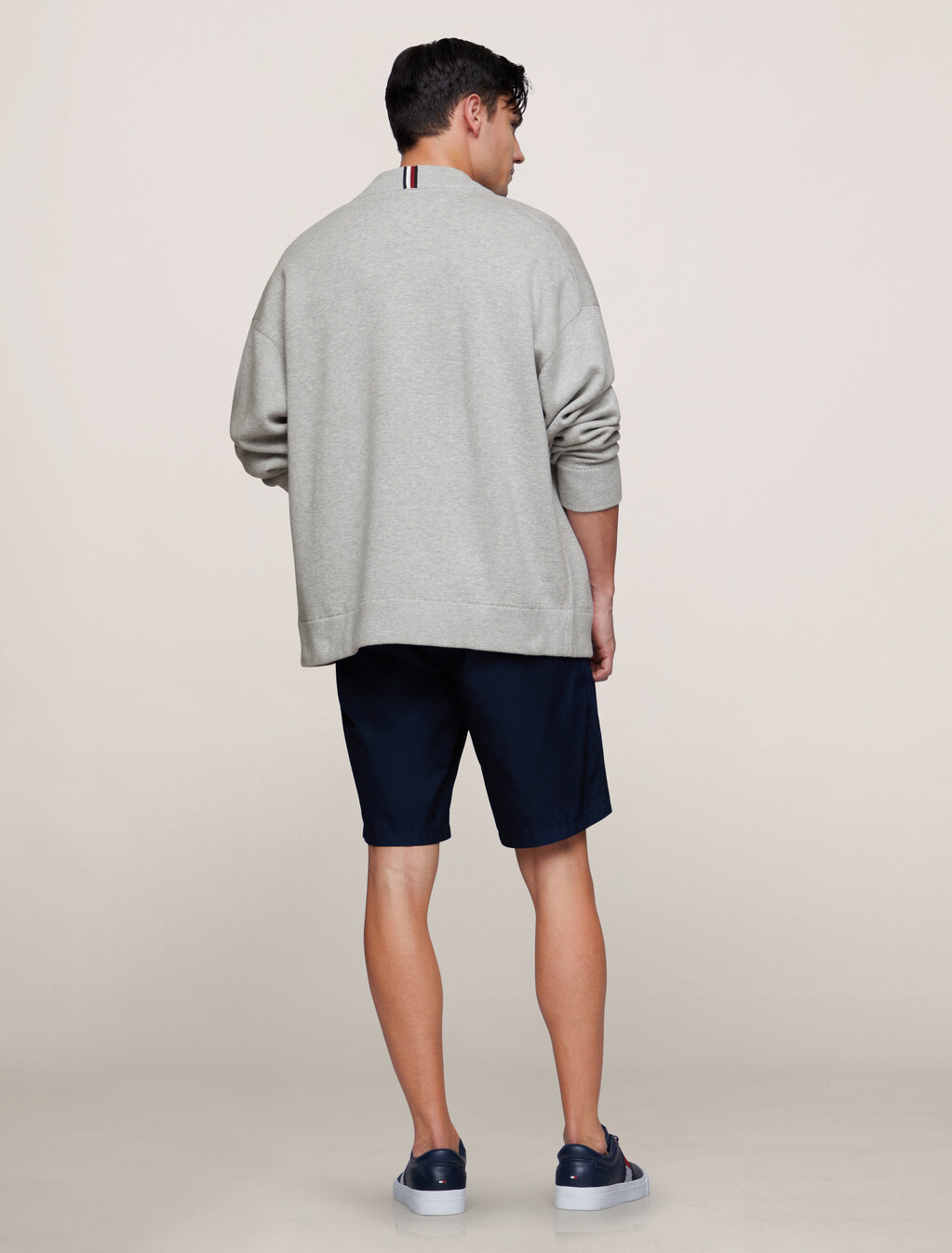 TH Monogram Interlock Cotton Cardigan, Light Grey Heather, hi-res