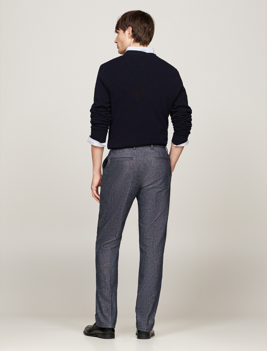 Smart Casual Brushed Marl Straight Trousers, Desert Sky, hi-res