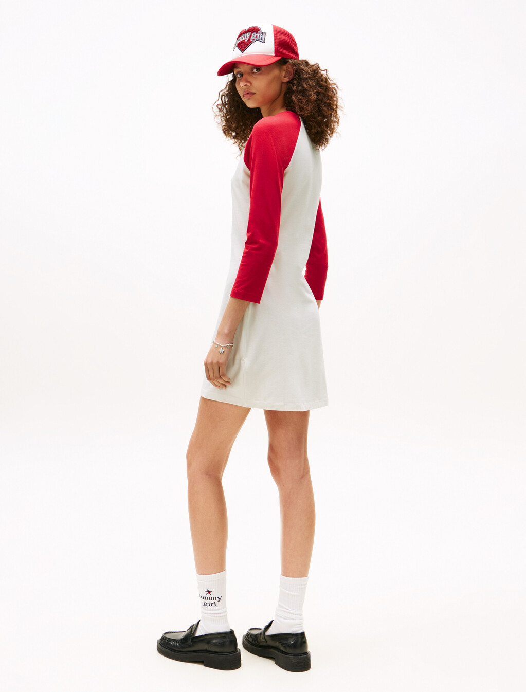 Tommy Girl 修身 T 恤迷你連身裙, Ivory Marl / Primary Red, hi-res