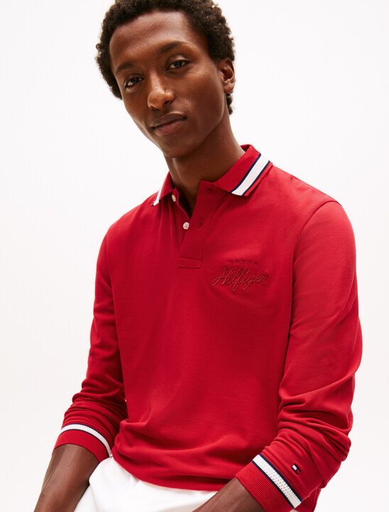 Regular Fit Tipped Long Sleeve Polo Shirt