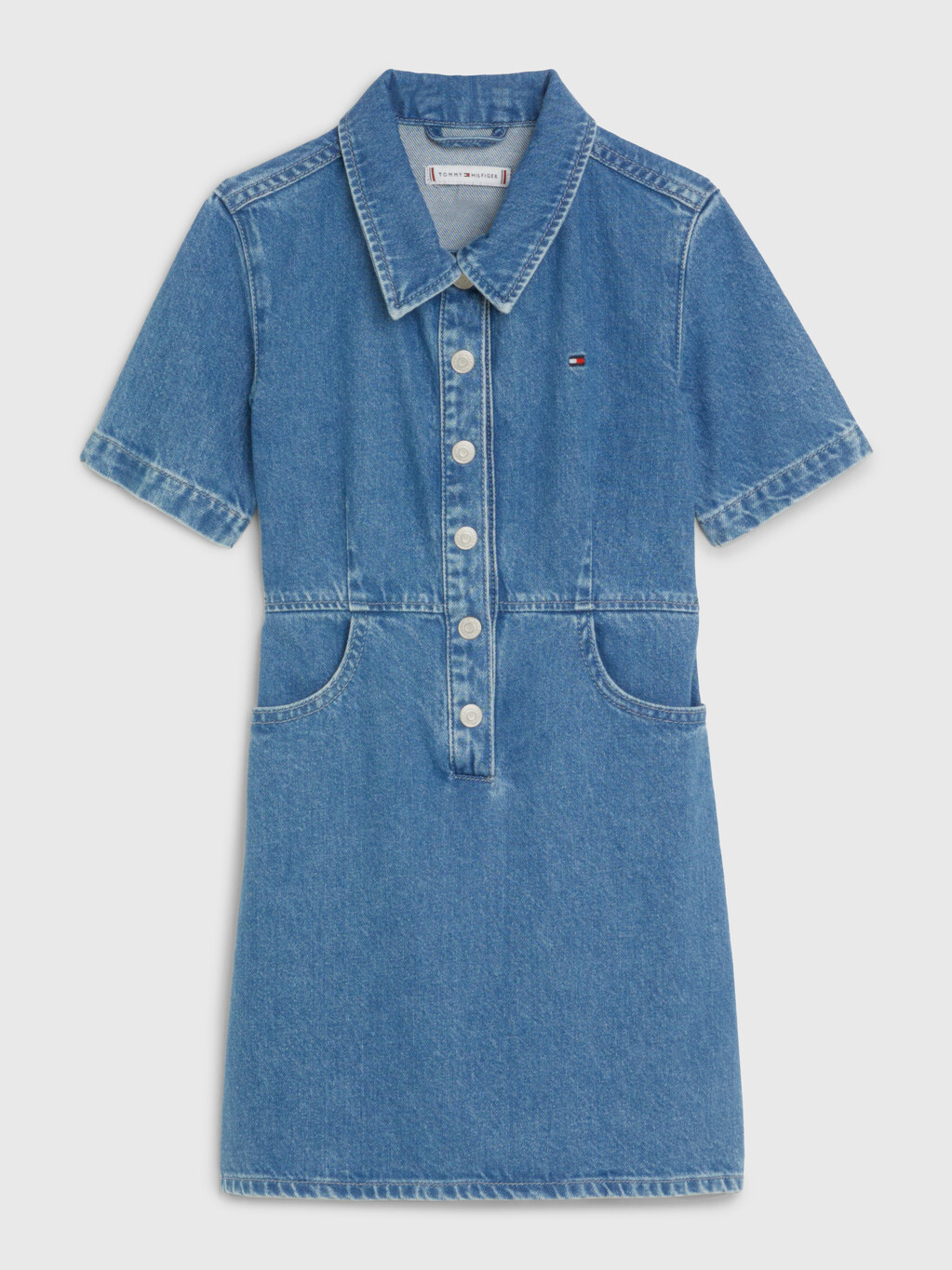 Flag Embroidery Denim Dress, Rivendelblue, hi-res