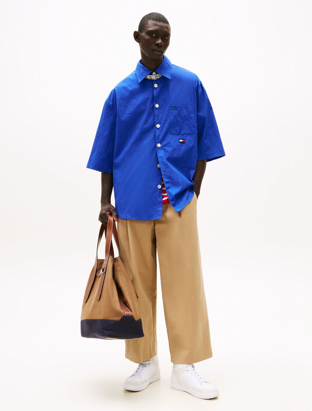 The Runway Collection Oversized Crinkle Shirt, Brave Blue, hi-res