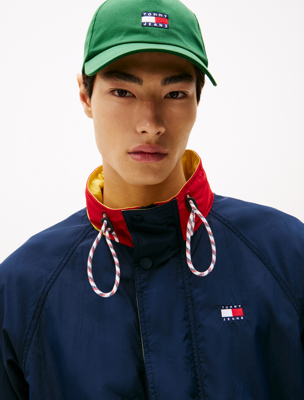 Logo Colour-Blocked Relaxed Jacket, Dark Night Navy / Red Hot, hi-res