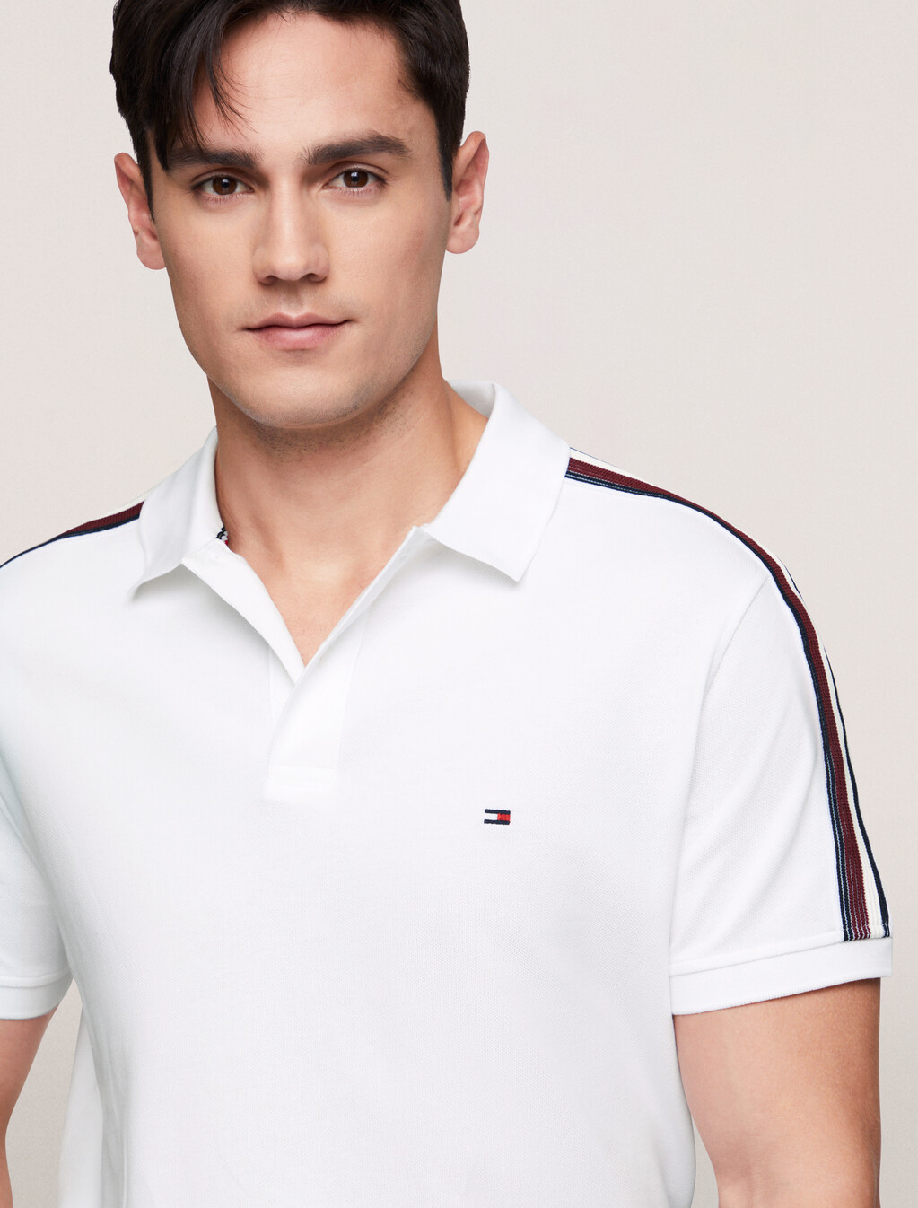 Shadow Global Stripe Regular Polo, White, hi-res