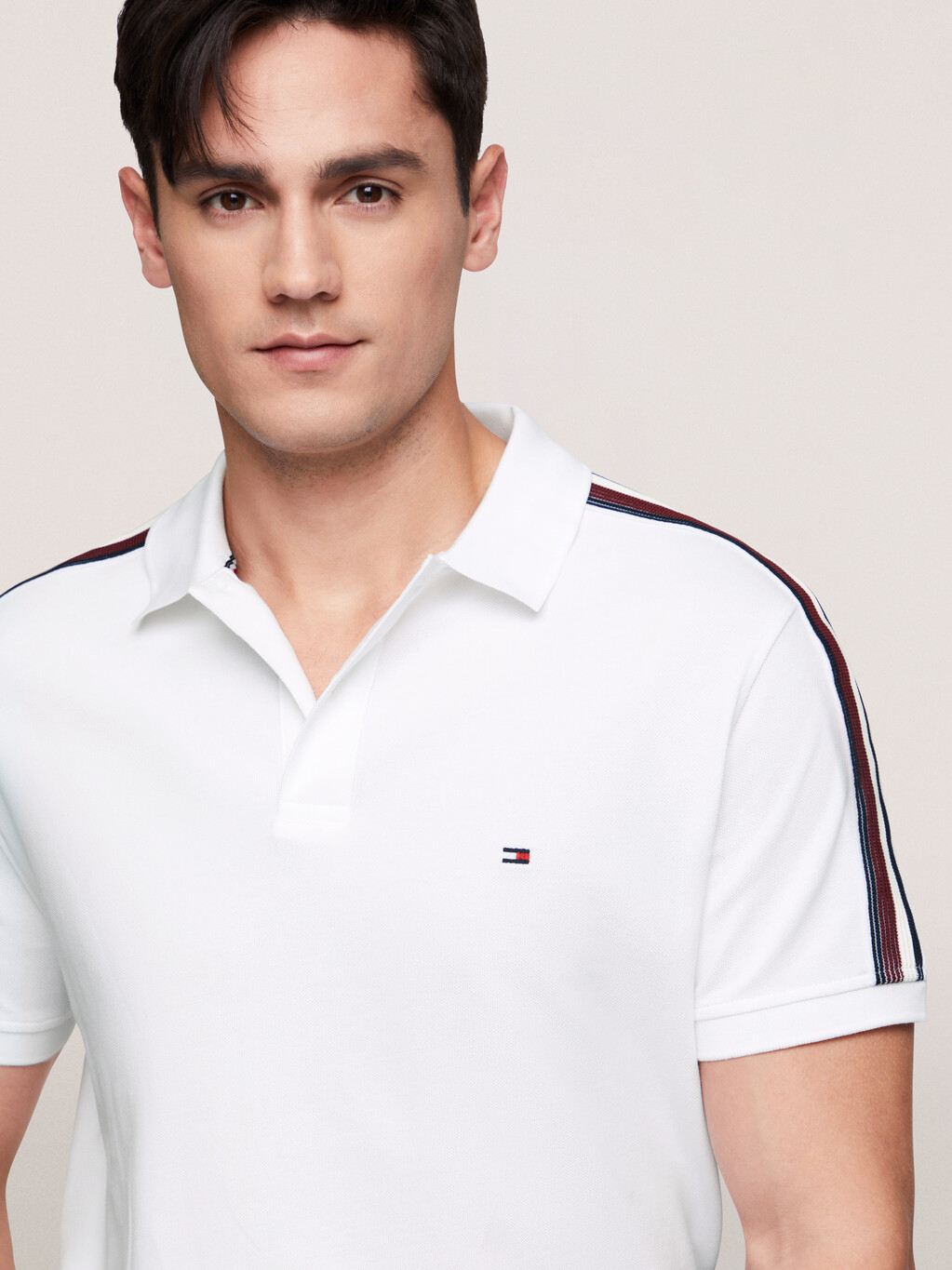 Shadow Global Stripe Regular Polo, White, hi-res