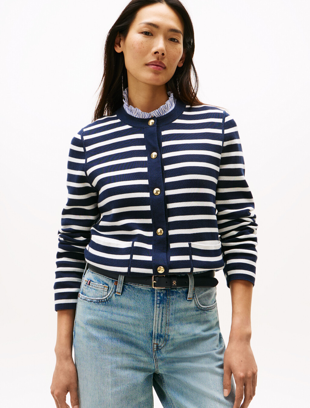 雙面開襟外套, Br Stp Navy/Dark Night Navy, hi-res