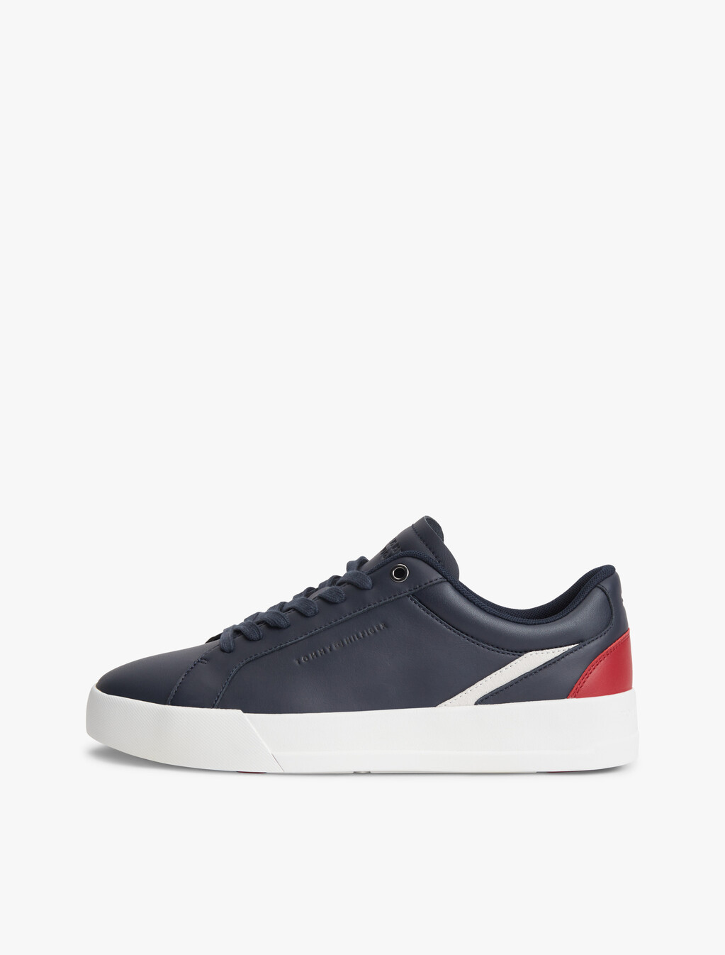 Signature Colour-Blocked Leather Court Trainers, Desert Sky, hi-res