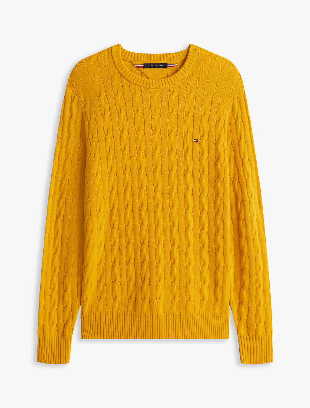 Pure Wool Cable Knit Jumper, Countryside Yellow, hi-res