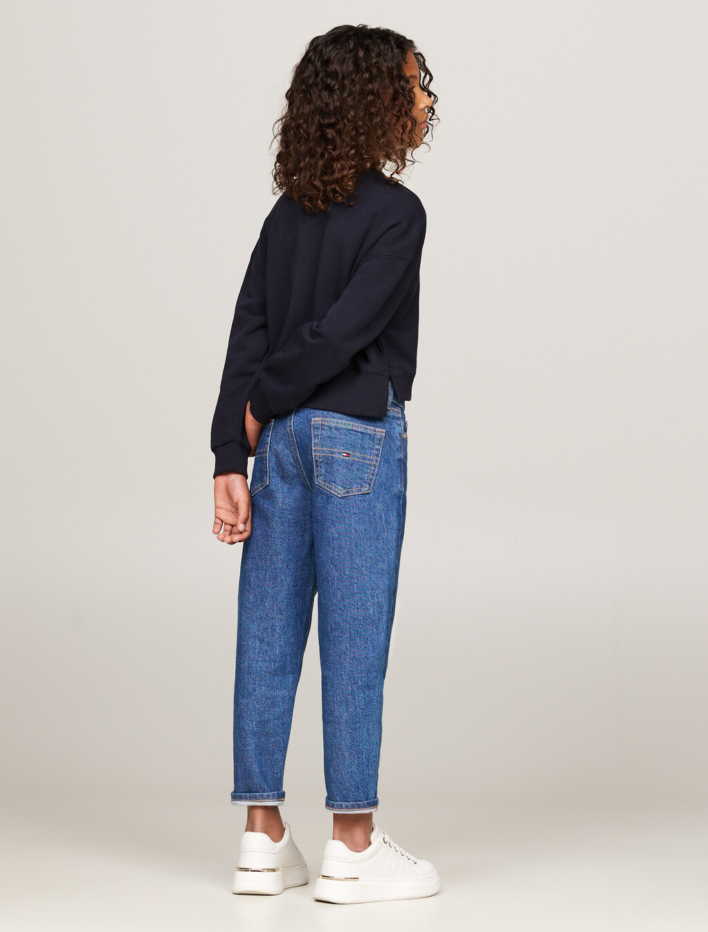 Textured Logo Embroidery Double Hem Jumper, Desert Sky, hi-res