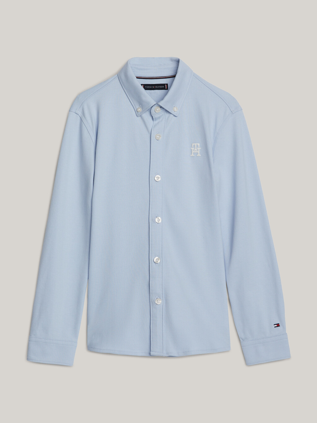 TH Monogram Pique Regular Shirt, Breezy Blue, hi-res