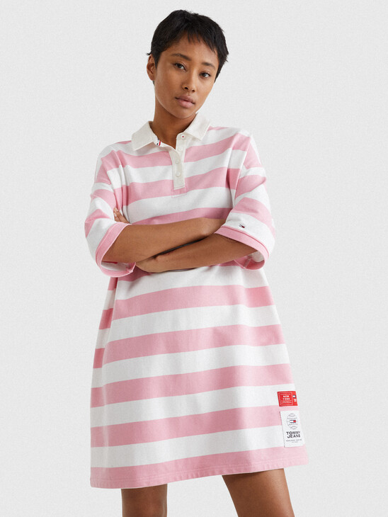 STRIPE TERRY RUGBY POLO DRESS