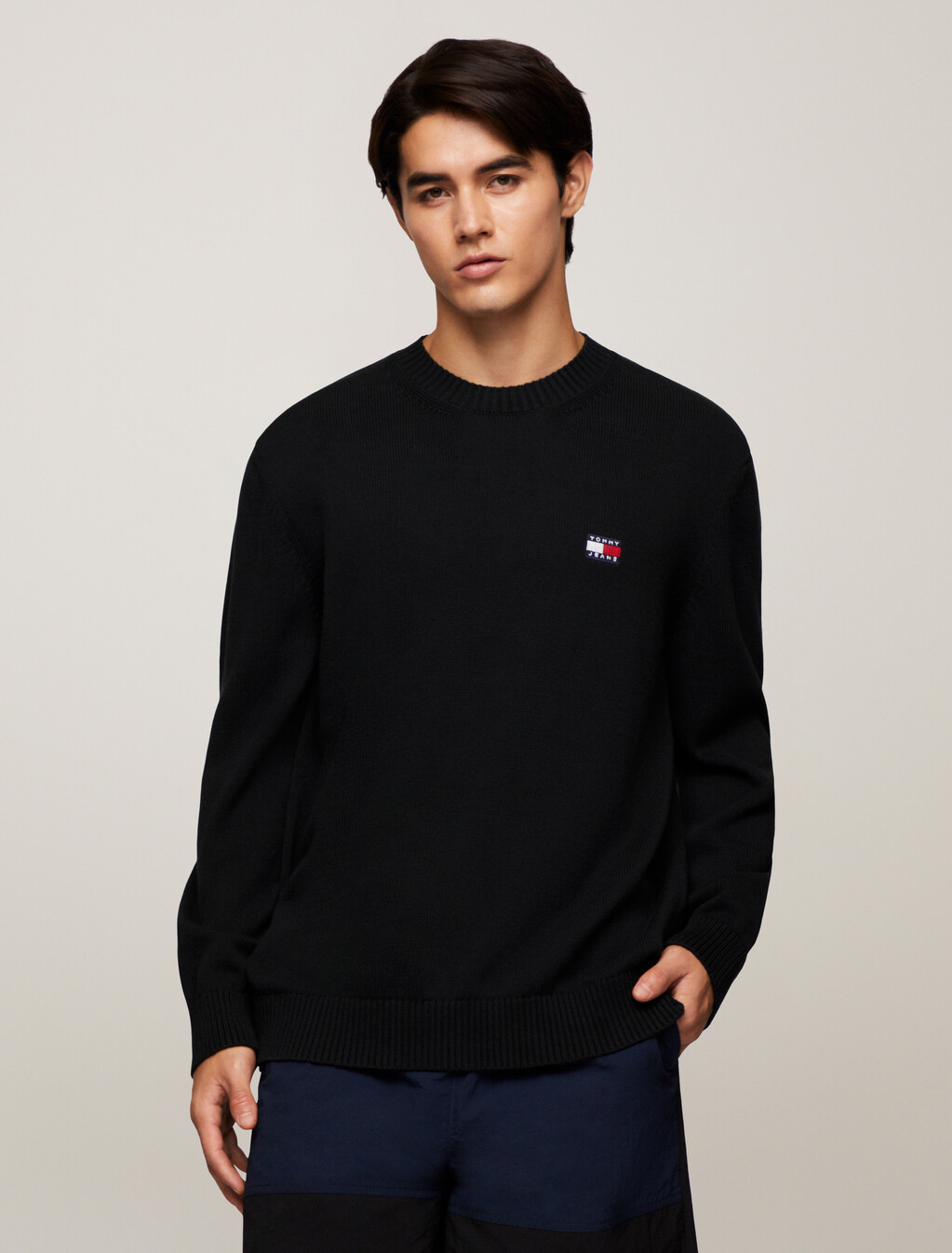 Regular Logo Badge Pullover Jumper, Black, hi-res